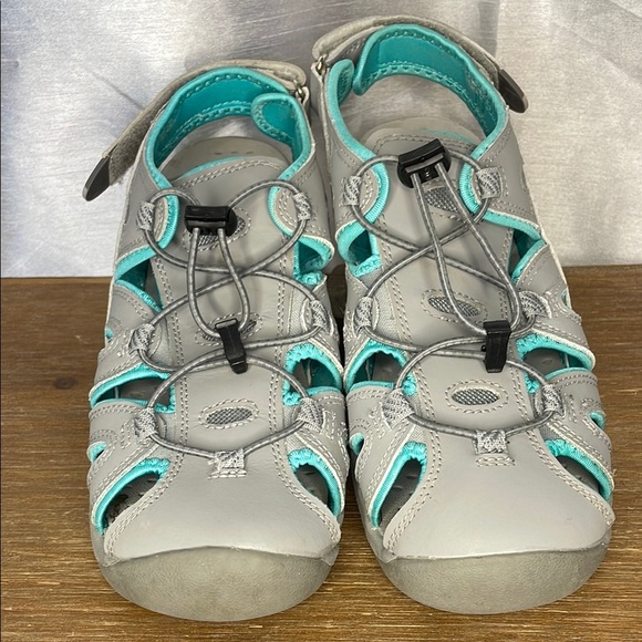 Eddie Bauer Mary Women’s 9 Gray Aqua Bump Toe Sandel Shoe - Picture 1 of 8